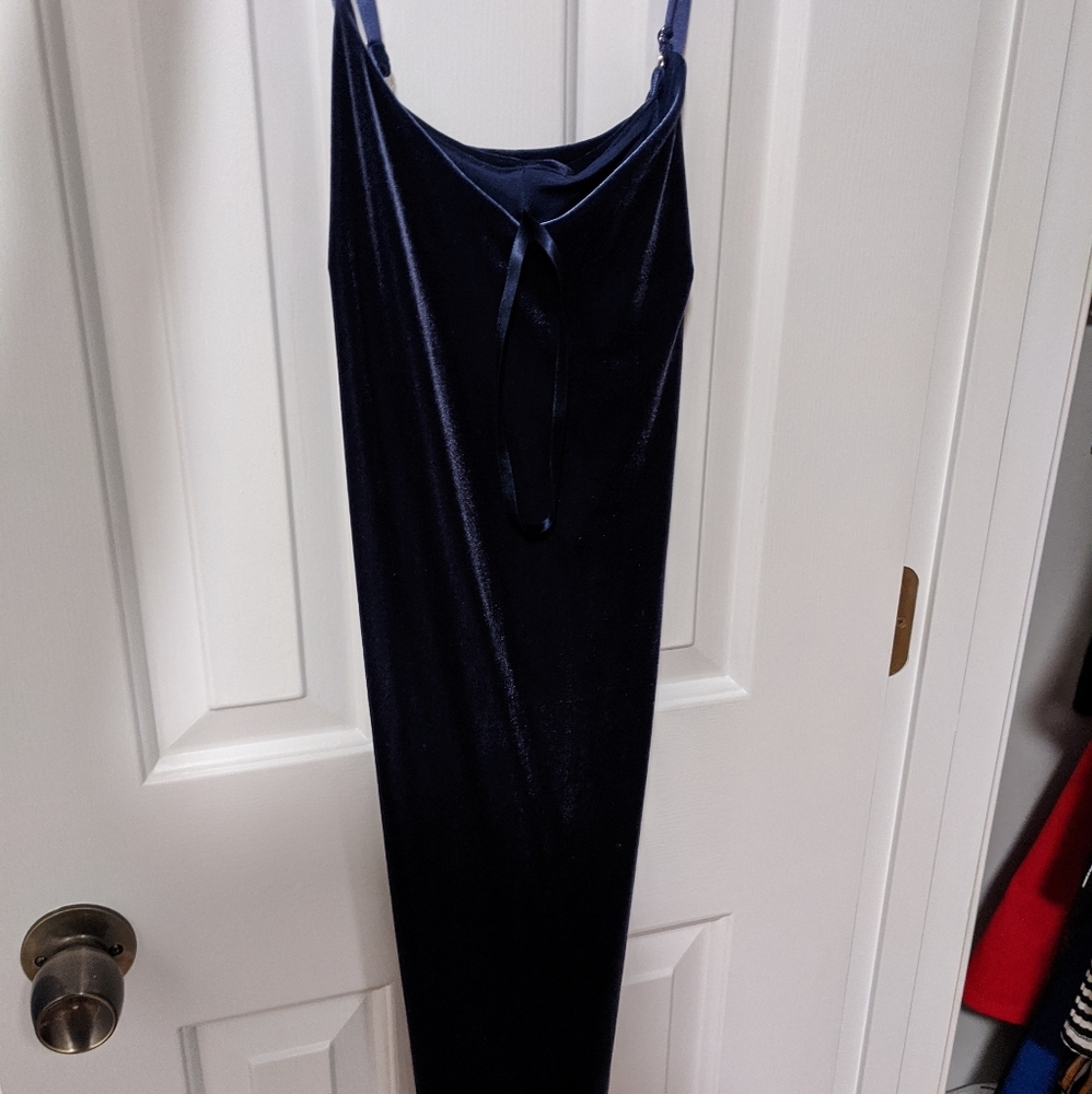 White House Black Market Blue velvet slip dress